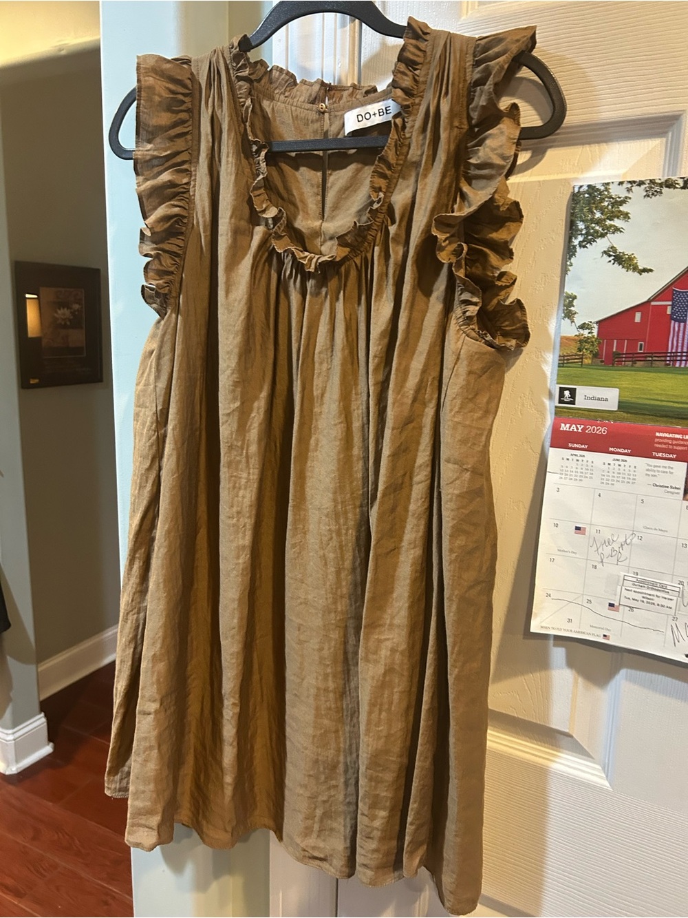 DO+BE Ruffled Sleeveless Tunic in Camel Brown